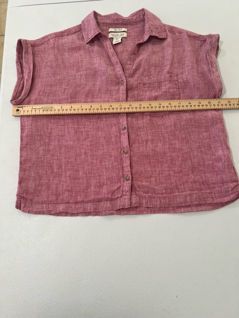 Rachel Zoe Linen Button Front Shirt mauve color S - Picture 11 of 11